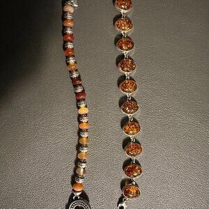 Bundle of Two Bracelets - Brighton Agate Beaded and Silver Baltic Amber